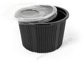 Bol supa negru PP +capac transp 500cc, 25 buc/set