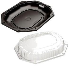 Capac transparent platou negru 45 cm, 10 buc/set